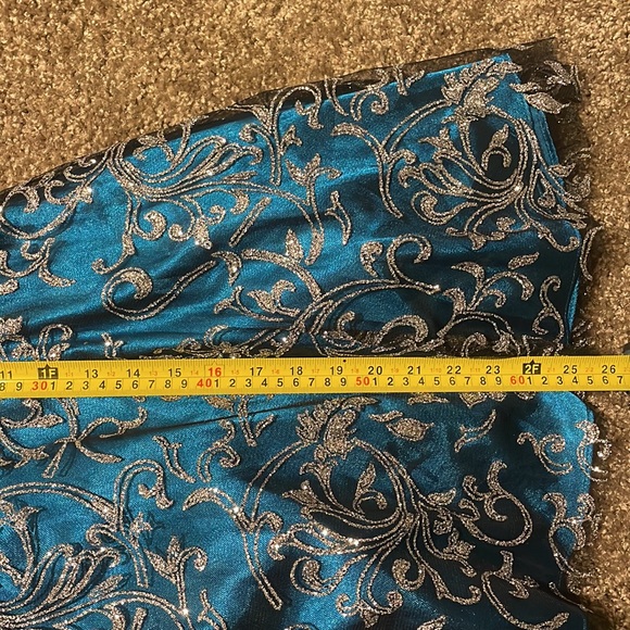 🦋🦋🦋🦋Masquerade Turquoise and Silver Formal Flounce Dress🦋🦋🦋🦋 - Picture 9 of 9